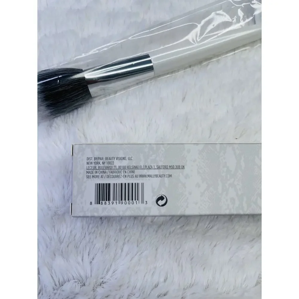 Mally Brush Pinceau Full Size Foundation Powder Brush White/Silver 7in Lot Of 2